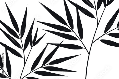  Bamboo leaf composition in design. Vector romantic landscape with bamboo trees on a white and gray background, and various attractive colors make an exclusive design  © Niyaska