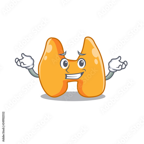 A cute picture of grinning thyroid caricature character
