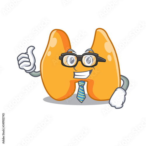 cartoon drawing of thyroid Businessman wearing glasses and tie