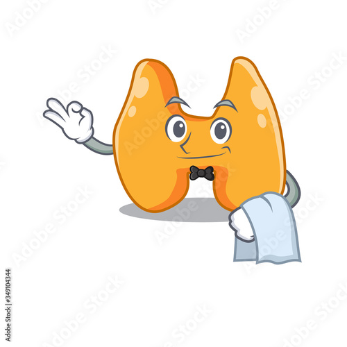 A cartoon picture of thyroid waiter with a white napkin