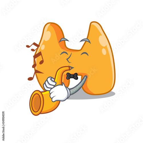 Thyroid musician of cartoon design playing a trumpet