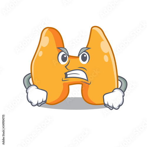 A cartoon picture of thyroid showing an angry face