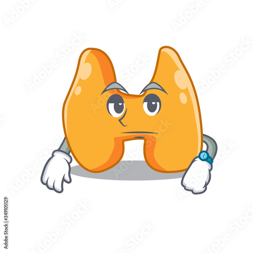 Mascot design style of thyroid with waiting gesture