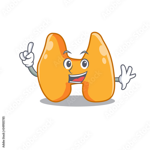 thyroid caricature design style with one finger gesture