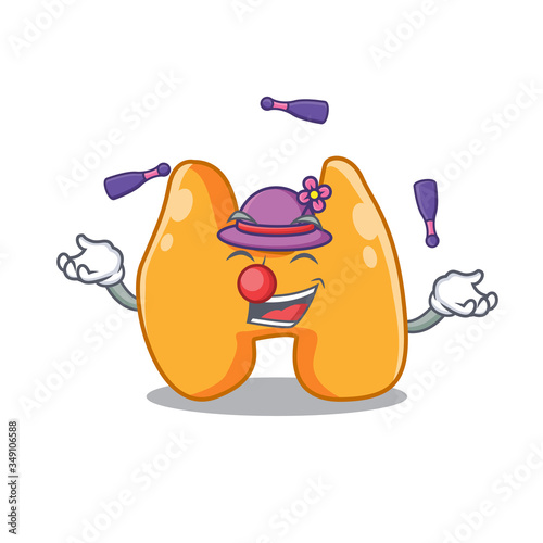 A Thyroid cartoon design style succeed playing juggling