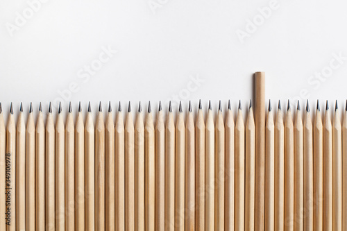 Number of beautiful pencils neatly sharpened from natural wood