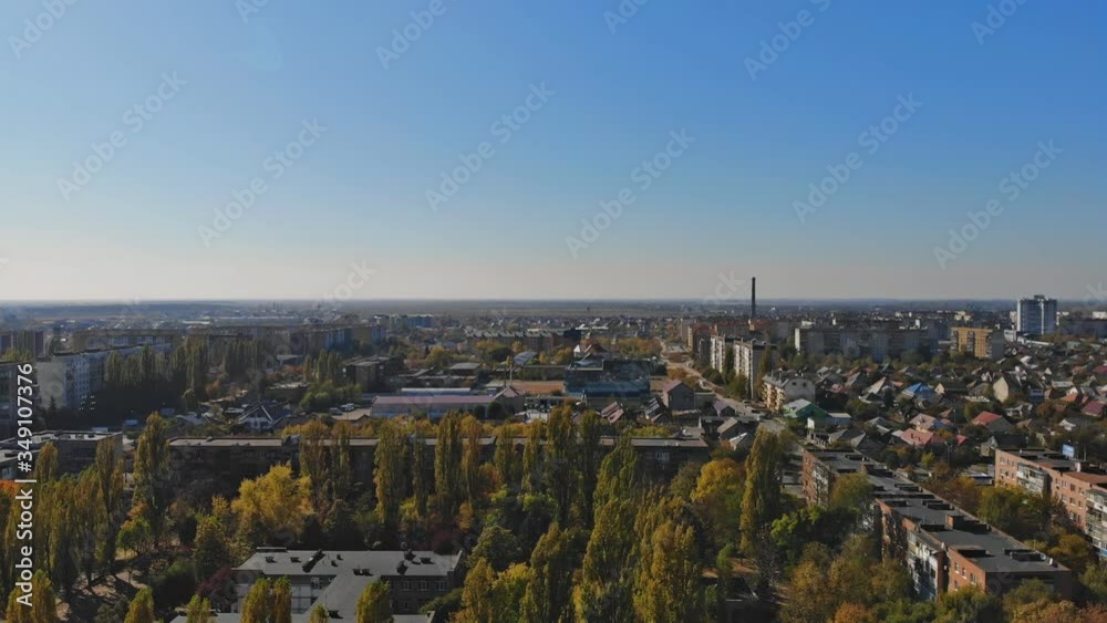 Panoramic view on a small city at above in the autumn Uzhhorod Ukraine Europe Panoramic view on a small city at above in the autumn Uzhhorod Ukraine Europe