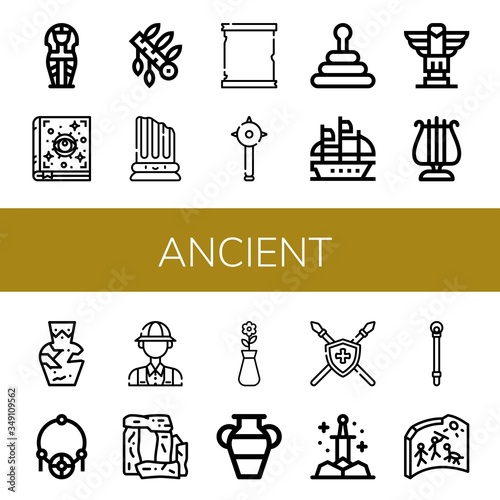 ancient simple icons set