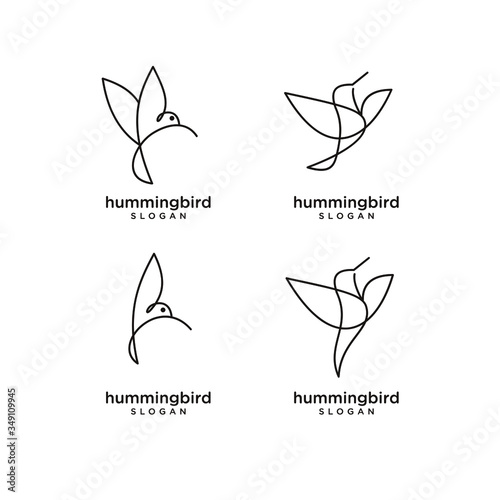 set collection Hummingbird line abstract simple modern logo isolated background