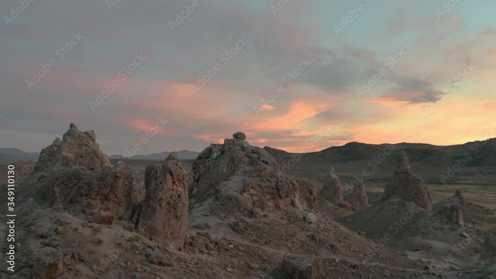 Trona Pinnacles Aerial Flythrough At Sunset Trona Pinnacles Aerial Flythrough At Sunset