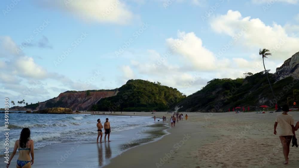 Gorgeous coast of Tabatina near Joao Pessoa, Brazil with large colorful cliffs, green tropical plants, and beautiful blue water Gorgeous coast of Tabatina near Joao Pessoa, Brazil with large colorful cliffs, green tropical plants, and beautiful blue water