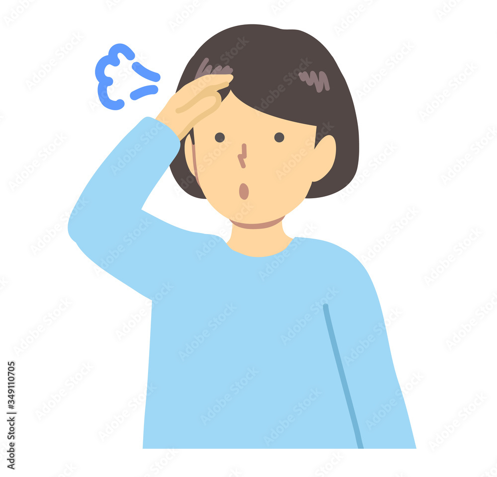 水色の服を着た/ ホッとする女の子 水色の服を着た/ ホッとする女の子
