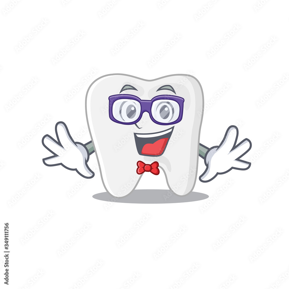 A cartoon drawing of geek tooth wearing weird glasses A cartoon drawing of geek tooth wearing weird glasses