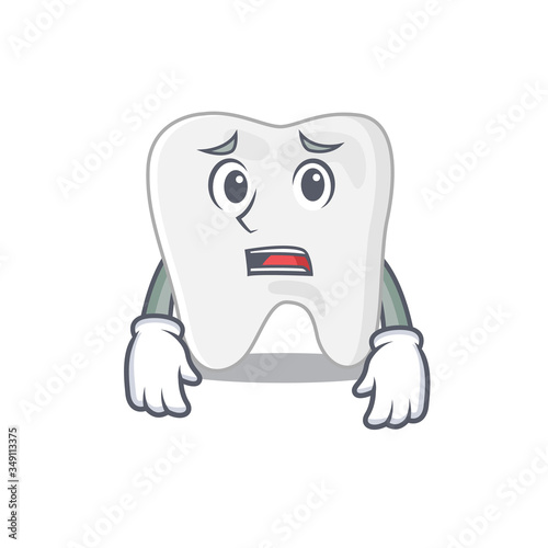 Cartoon design style of tooth having worried face