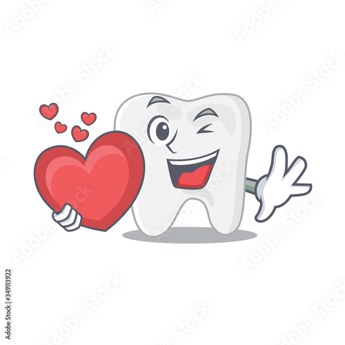 A sweet tooth cartoon character style holding a big heart