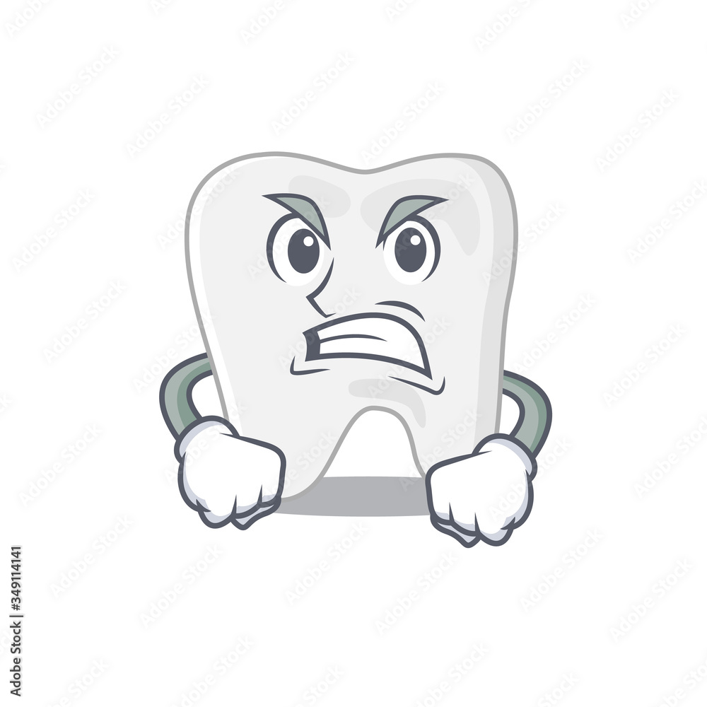 A cartoon picture of tooth showing an angry face A cartoon picture of tooth showing an angry face