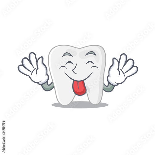 Funny tooth cartoon design with tongue out face