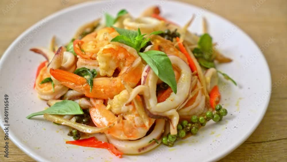 stir fried spicy sea food (Pad Cha Talay) - Thai food style stir fried spicy sea food (Pad Cha Talay) - Thai food style