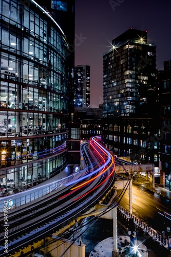 Canvas Print hong kong city at night with timelapse