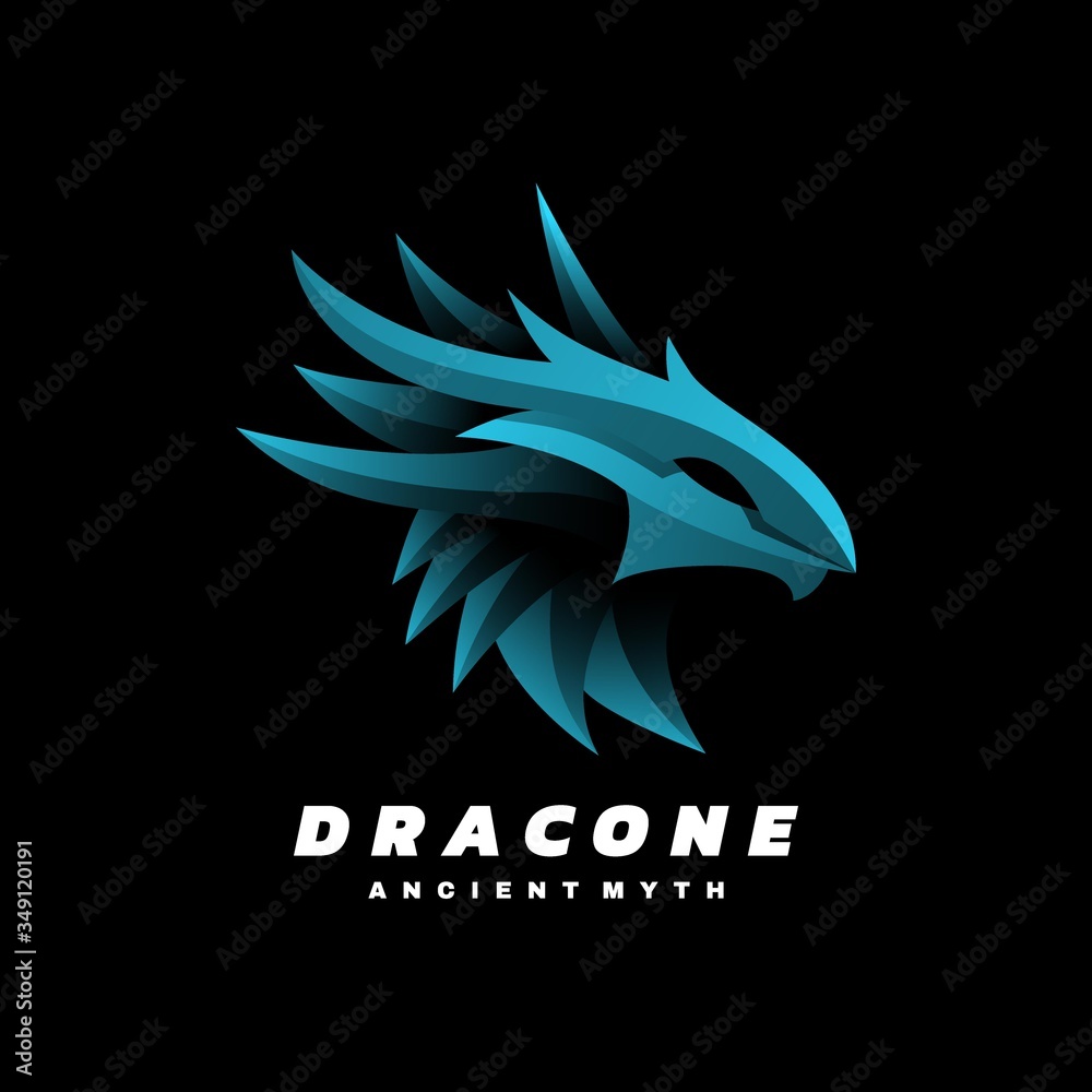 Fototapeta premium Vector Logo Illustration Dragon Gradient Colorful Style