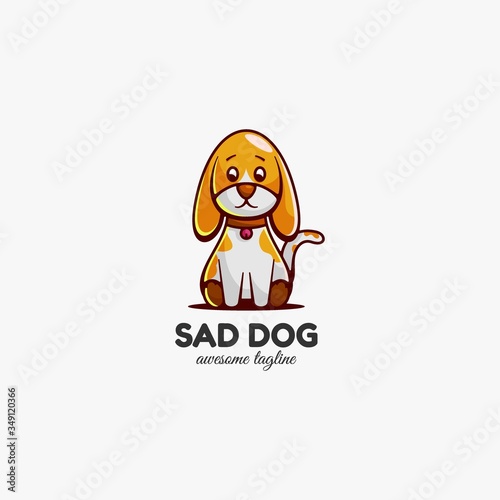 Vector Logo Illustration Puppy Mascot Cartoon Style.