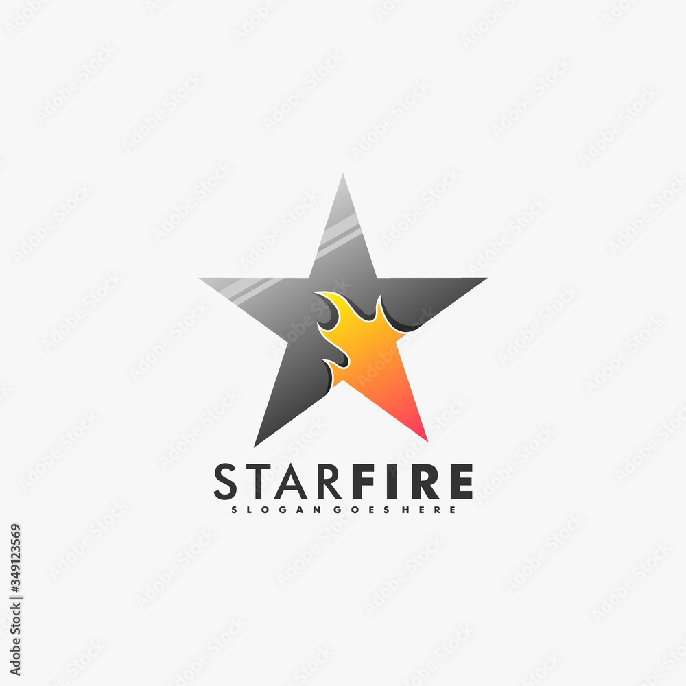 Obraz premium Vector Logo Illustration Star Fire Gradient Colorful Style