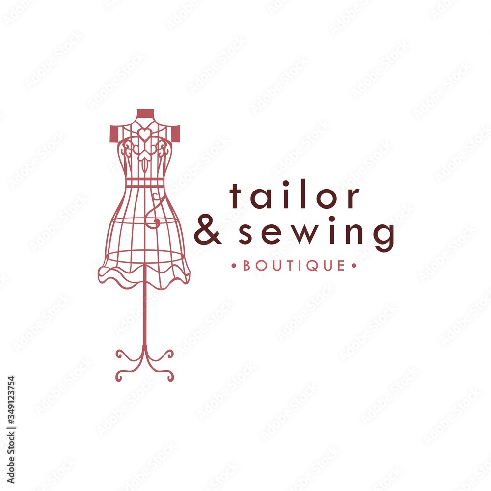 Tailor Sewing Vintage Logo, Attelier Mannequin Logo, Fashion Logo ...