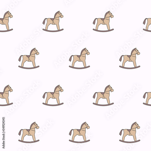 Wrapping paper - Seamless pattern of toy horse and cartoon animal for vector graphic design