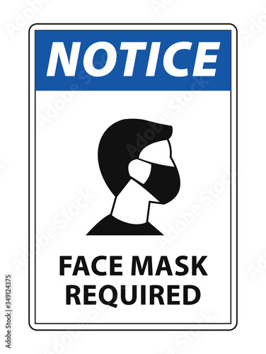 notice face mask required sign vector