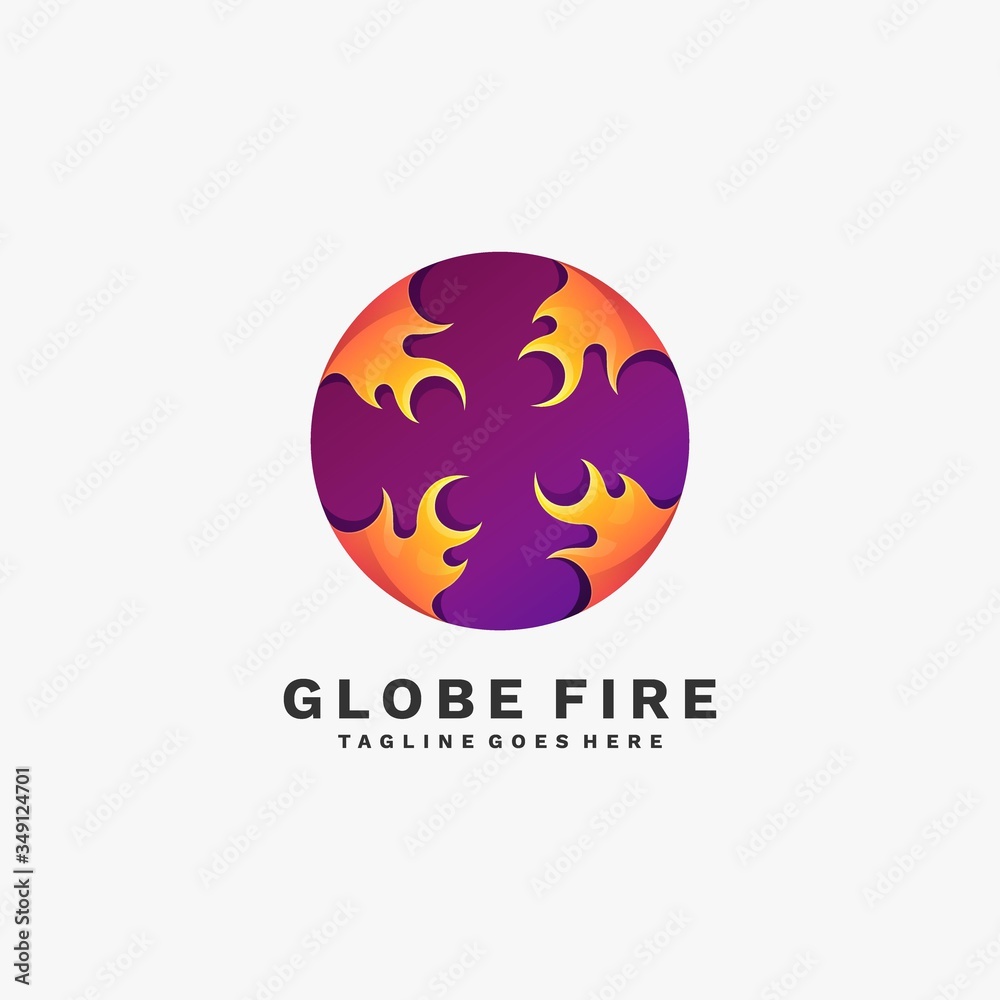 Logo Illustration Globe Fire Gradient Colorful Style Logo Illustration Globe Fire Gradient Colorful Style