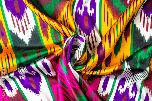 Classic traditional Uzbek fabric, Khan Atlas is made from Uzbek cocoons of the silkworm