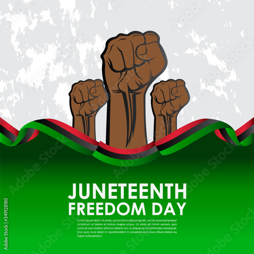 Juneteenth Freedom Day With Ribbon and Flag Vector For Banner Print