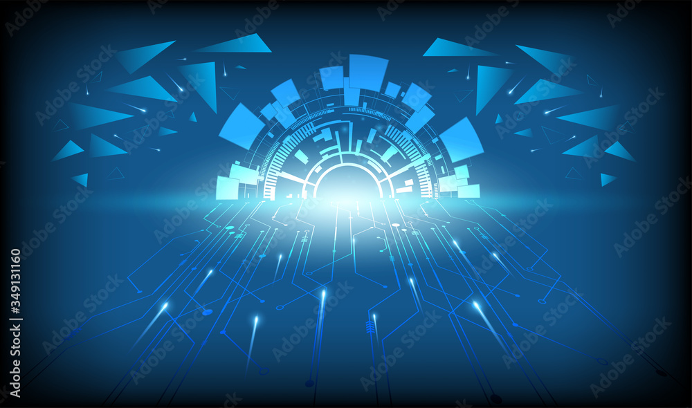 Abstract technology background Hi-tech communication concept, technology, digital business, innovation, science fiction scene vector illustration with copy-space.