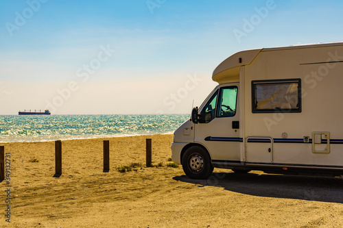 Camper car on beach, Andalucia Spain