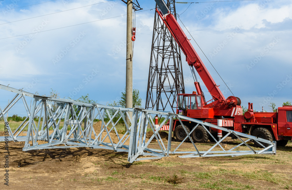 Installation of column for high-voltage electricity line