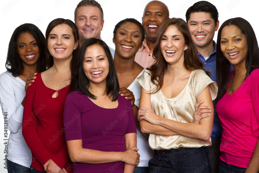 Diverse group of friends talking and laughing. Diverse group of friends talking and laughing.