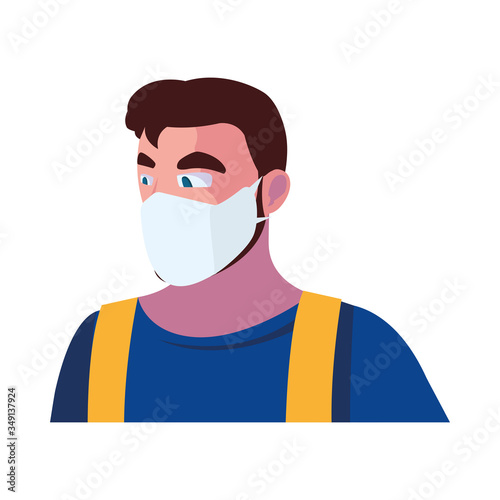 Industry operator wearing face mask at work