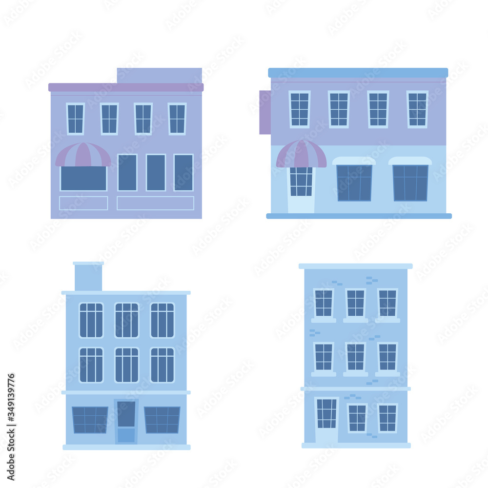 building urban structure commercial and residential icons