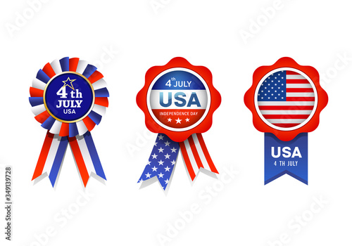 Vector Ribbon award flag of United States, collections design isolated on white background, illustration