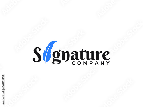 Minimalist Quill Pen Signature logo design inspiration