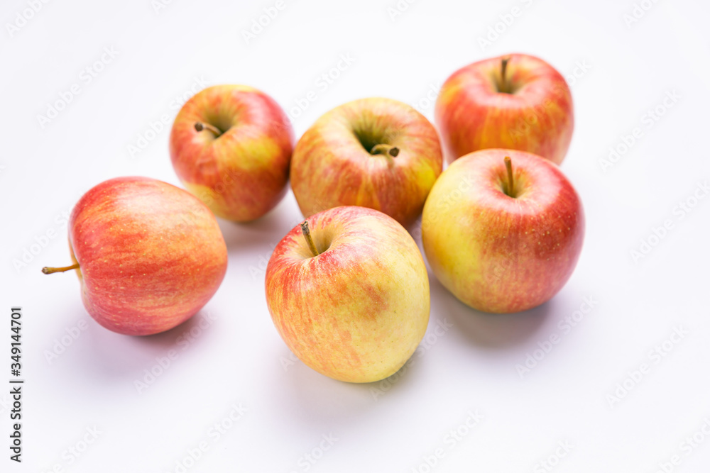 Ripe, red apples on a white background. Farm fruits Ripe, red apples on a white background. Farm fruits