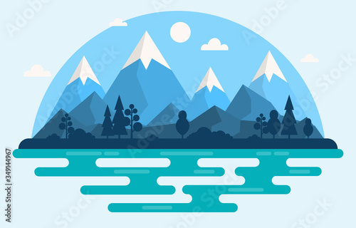 Wallpaper Mural Simple Calm Mountain Forest Wild Nature Scene Landscape Monochrome Illustration Torontodigital.ca