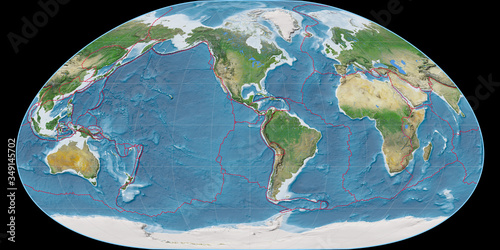 Loximuthal (90W), satellite A, tectonic plates