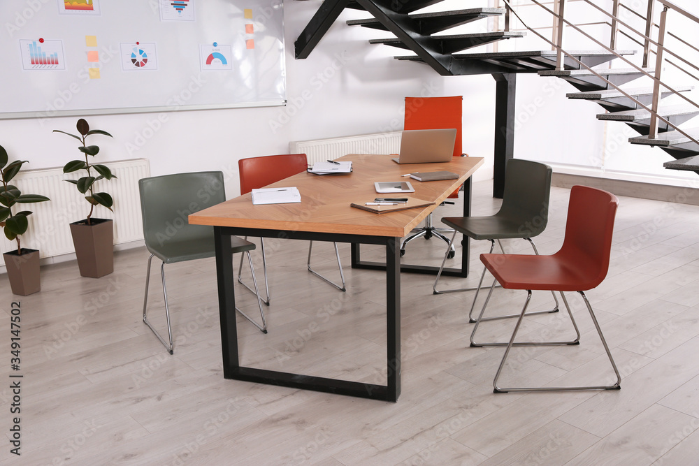 Conference room interior with modern office table