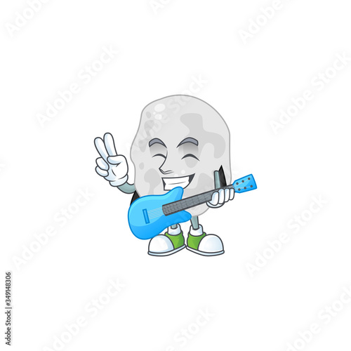 Planctomycetes cartoon character style plays music with a guitar