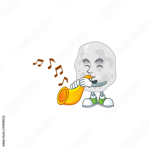 Talented musician of planctomycetes mascot design playing music with a trumpet