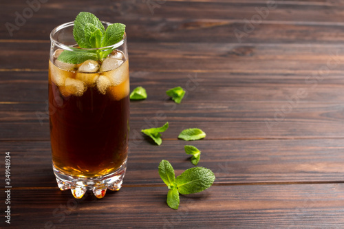 Cooling summer tea with ice and mint.