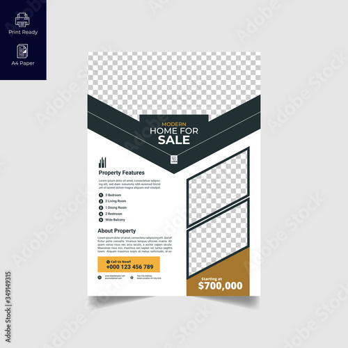 Elegant Real Estate Flyer Home for Sale for Modern Home Interior Design Editable Vector Template