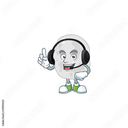 Planctomycetes cartoon character style speaking with friends on headphone