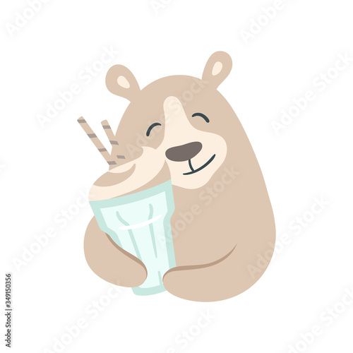 Bear with a cappuccino cup with foam
